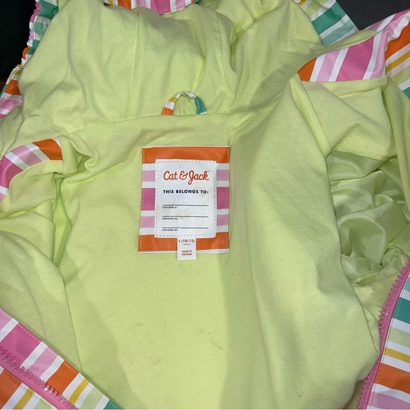 Cat & Jack Multicolor Striped Raincoat 10/12 - Picture 5 of 6
